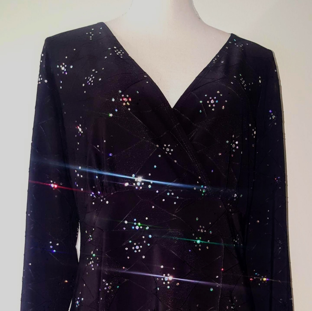 Vintage Susie Couture Black XL Rainbow Sparkles